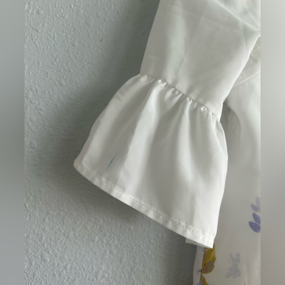 Janie And Jack Floral White Dress with Ruffled Sleeves - Picture 3 of 3